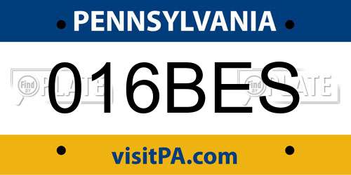 016BES Pennsylvania License Plate