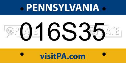 016S35 Pennsylvania License Plate