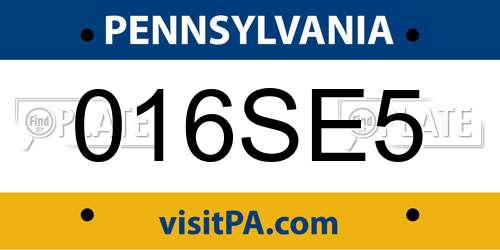 016SE5 Pennsylvania License Plate
