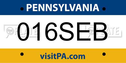 016SEB Pennsylvania License Plate