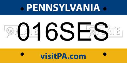 016SES Pennsylvania License Plate