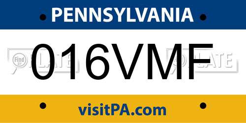 016VMF Pennsylvania License Plate