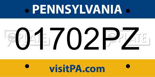 01702PZ Pennsylvania License Plate