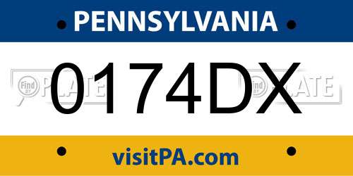 0174DX Pennsylvania License Plate
