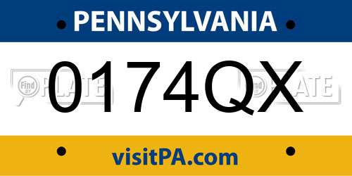 0174QX Pennsylvania License Plate