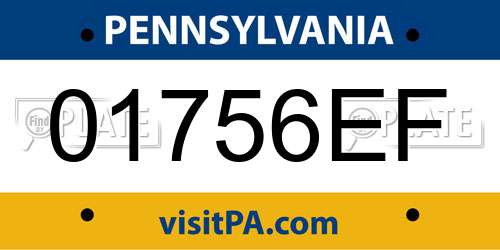 01756EF Pennsylvania License Plate