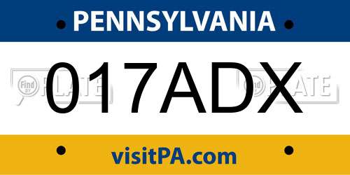 017ADX Pennsylvania License Plate