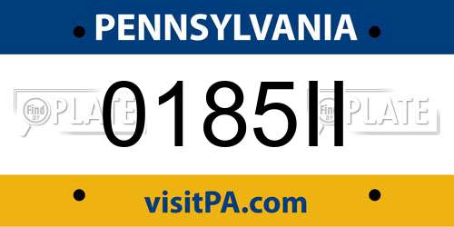 0185II Pennsylvania License Plate