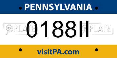 0188II Pennsylvania License Plate