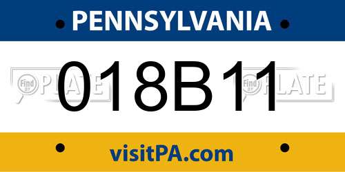 018B11 Pennsylvania License Plate