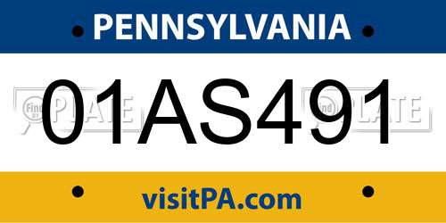 01AS491 Pennsylvania License Plate