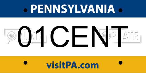 01CENT Pennsylvania License Plate
