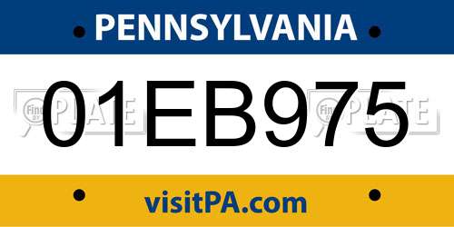 01EB975 Pennsylvania License Plate