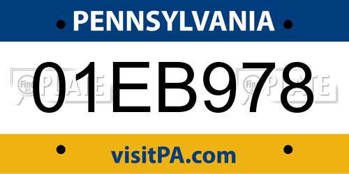 01EB978 Pennsylvania License Plate