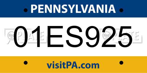 01ES925 Pennsylvania License Plate