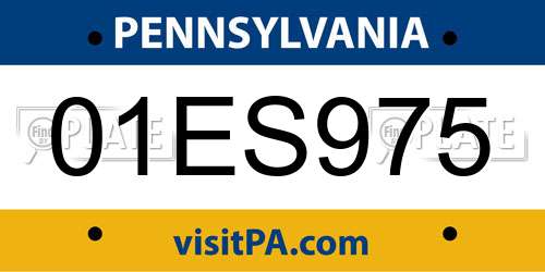 01ES975 Pennsylvania License Plate