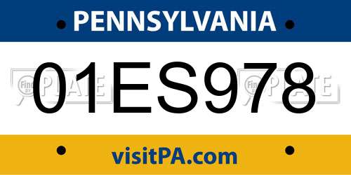 01ES978 Pennsylvania License Plate