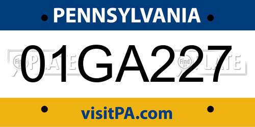 01GA227 Pennsylvania License Plate
