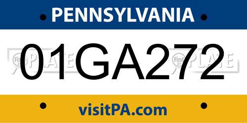 01GA272 Pennsylvania License Plate