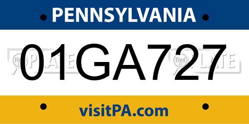 01GA727 Pennsylvania License Plate