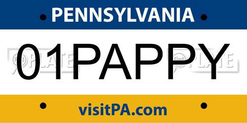01PAPPY Pennsylvania License Plate