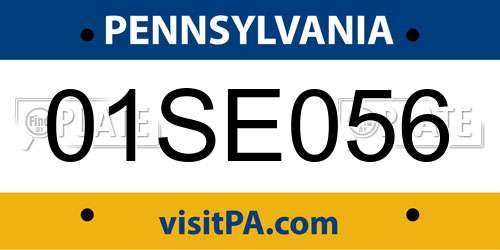 01SE056 Pennsylvania License Plate