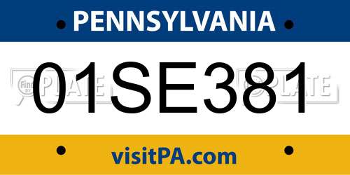 01SE381 Pennsylvania License Plate