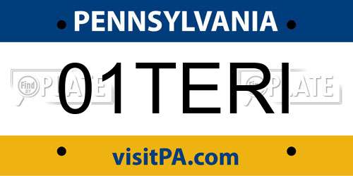 01TERI Pennsylvania License Plate