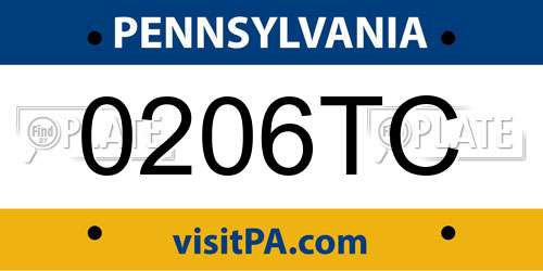 0206TC Pennsylvania License Plate