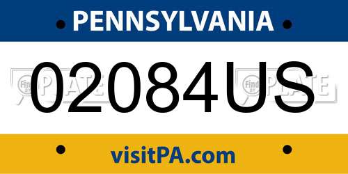 02084US Pennsylvania License Plate