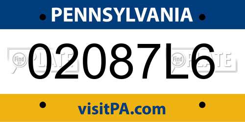 02087L6 Pennsylvania License Plate