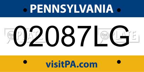 02087LG Pennsylvania License Plate