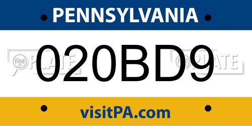 020BD9 Pennsylvania License Plate