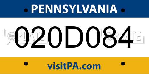 020D084 Pennsylvania License Plate