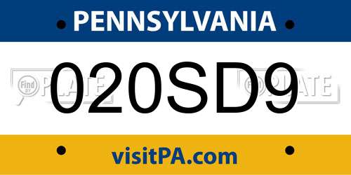 020SD9 Pennsylvania License Plate
