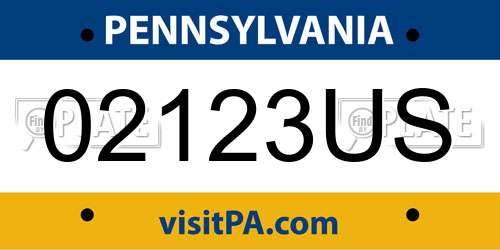 02123US Pennsylvania License Plate