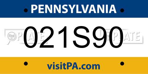 021S90 Pennsylvania License Plate