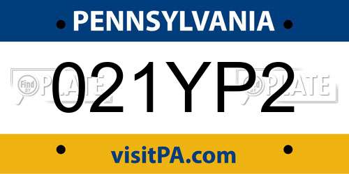 021YP2 Pennsylvania License Plate