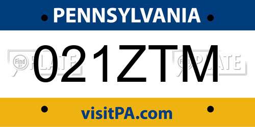 021ZTM Pennsylvania License Plate