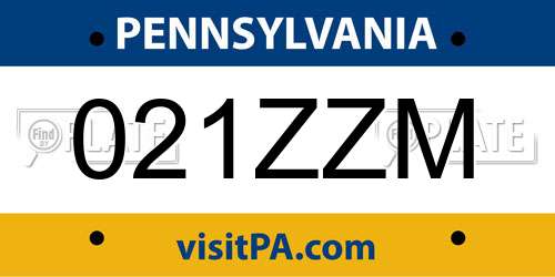 021ZZM Pennsylvania License Plate