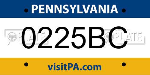0225BC Pennsylvania License Plate