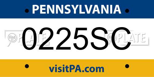 0225SC Pennsylvania License Plate