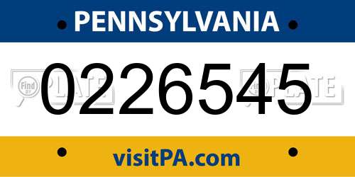 0226545 Pennsylvania License Plate