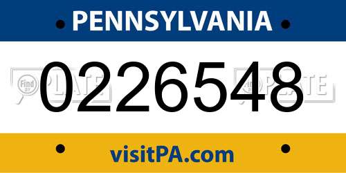 0226548 Pennsylvania License Plate