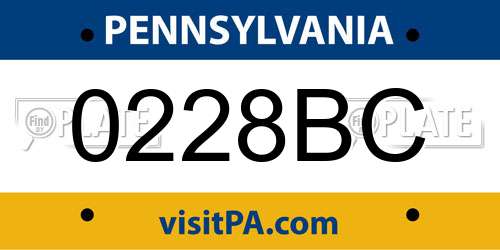 0228BC Pennsylvania License Plate