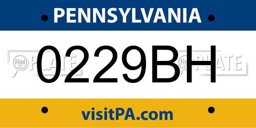 0229BH Pennsylvania License Plate
