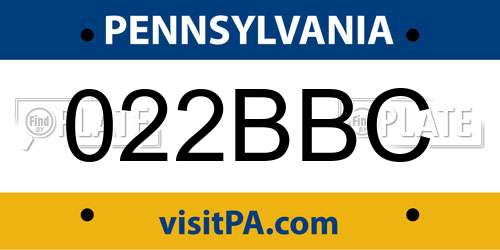 022BBC Pennsylvania License Plate