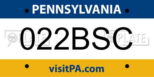 022BSC Pennsylvania License Plate