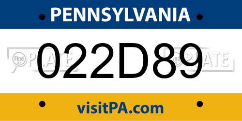 022D89 Pennsylvania License Plate