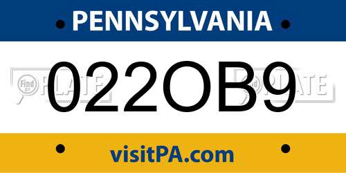 022OB9 Pennsylvania License Plate